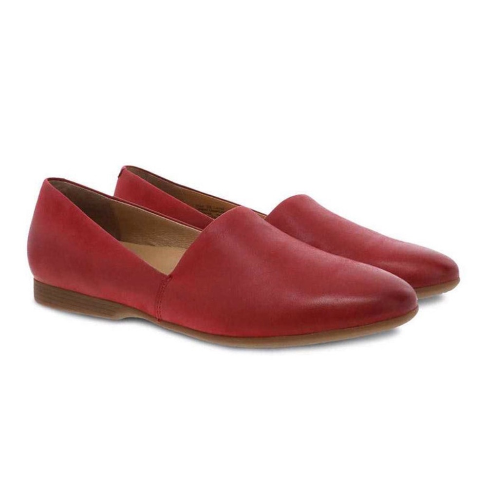 Dansko Larisa Red Leather Slip On Comfort Shoe